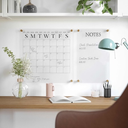 Martha Stewart Grayson Acrylic Wall Calendar & Notes Board Set W/ Marker & Mntng Hrdwr, Clear W/ Black Print BR-ACS-284545-BK-2-CLRBK-MS